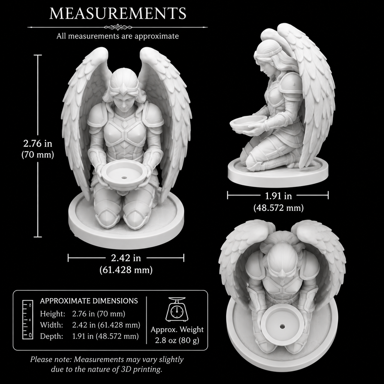 Armored Angel Incense Holder – Kneeling Wings