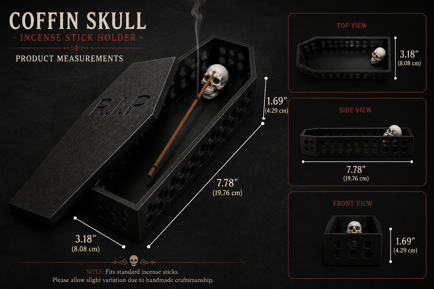 Skull Coffin Incense Holder
