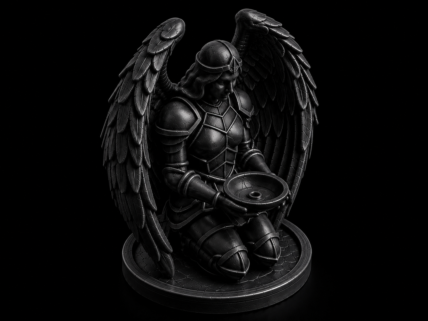 Armored Angel Incense Holder – Kneeling Wings