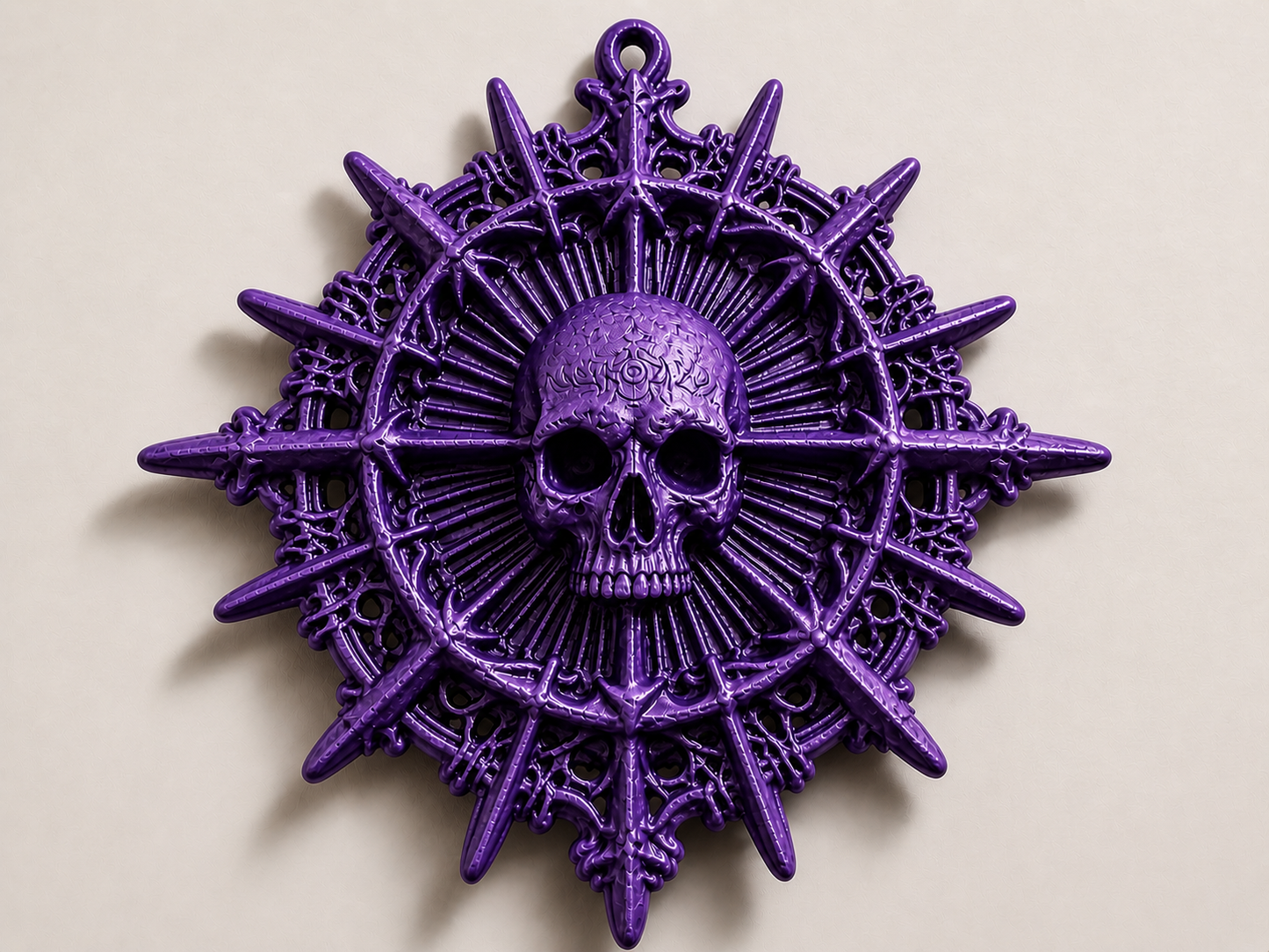 Gothic Skull Sunburst Wall Art – Black Medallion Hanging Decor