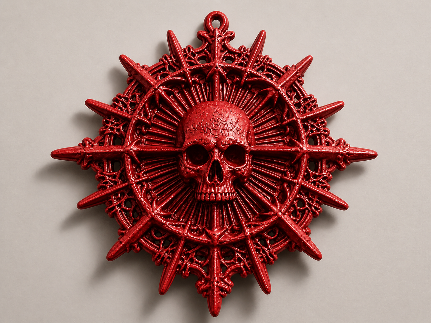 Gothic Skull Sunburst Wall Art – Black Medallion Hanging Decor
