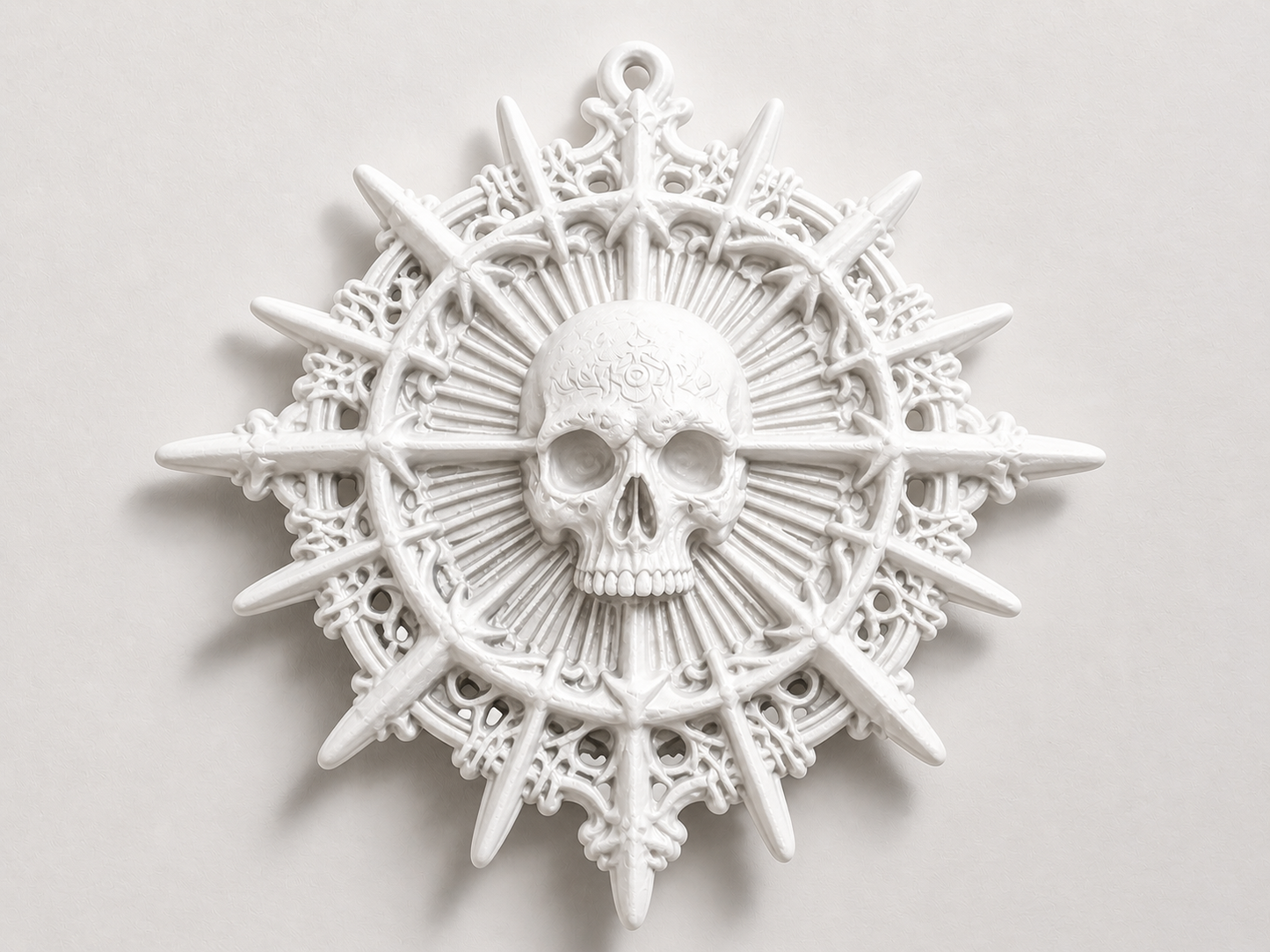 Gothic Skull Sunburst Wall Art – Black Medallion Hanging Decor
