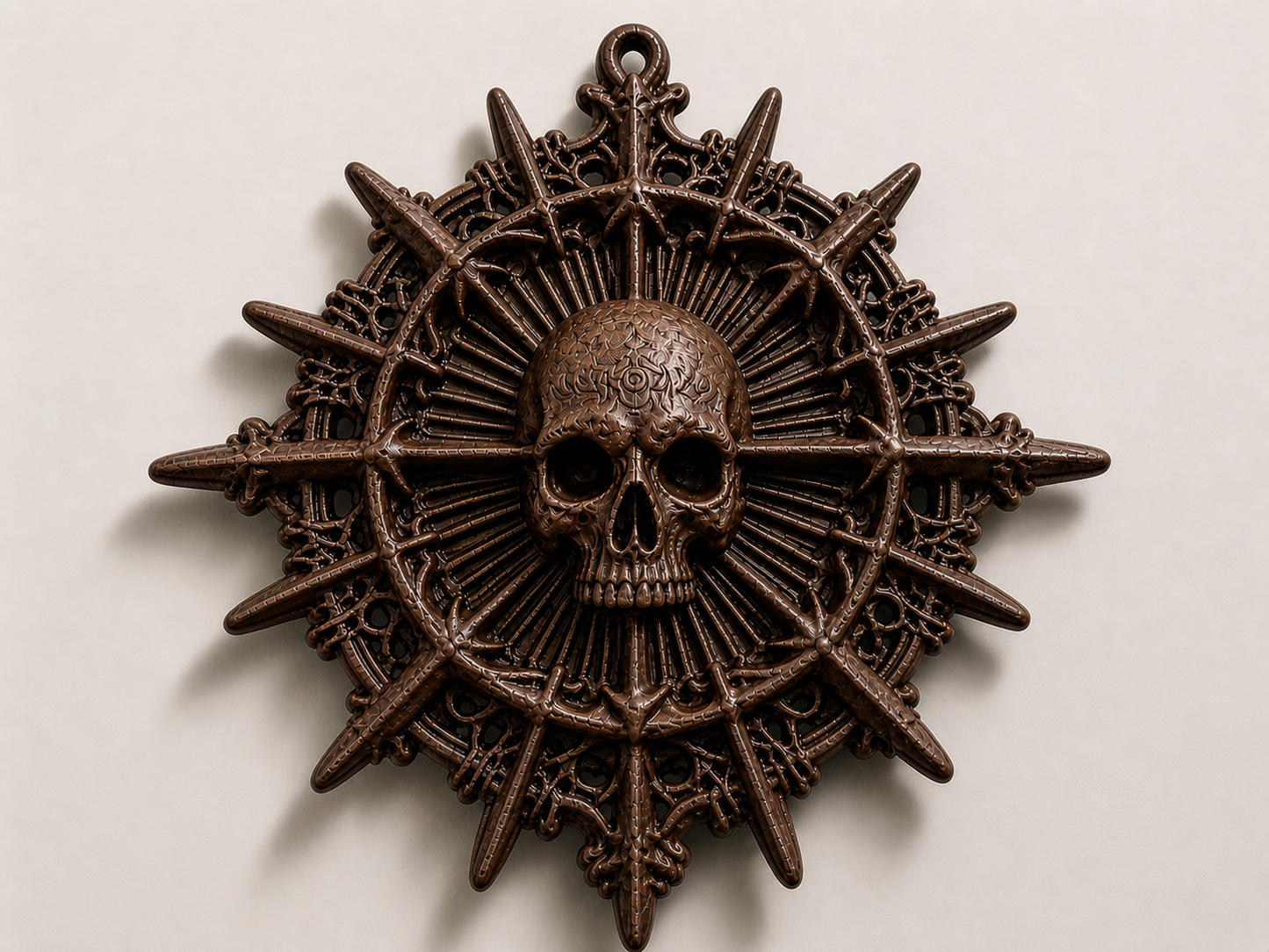 Gothic Skull Sunburst Wall Art – Black Medallion Hanging Decor