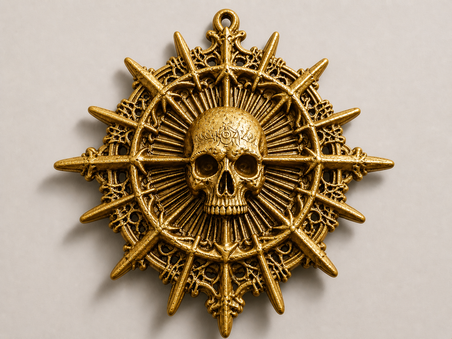 Gothic Skull Sunburst Wall Art – Black Medallion Hanging Decor