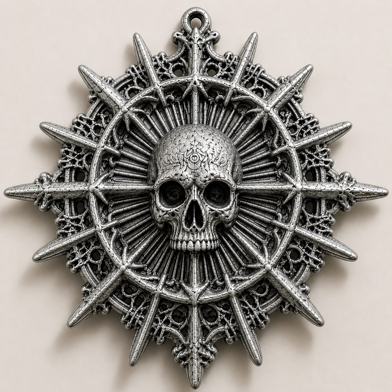 Gothic Skull Sunburst Wall Art – Black Medallion Hanging Decor
