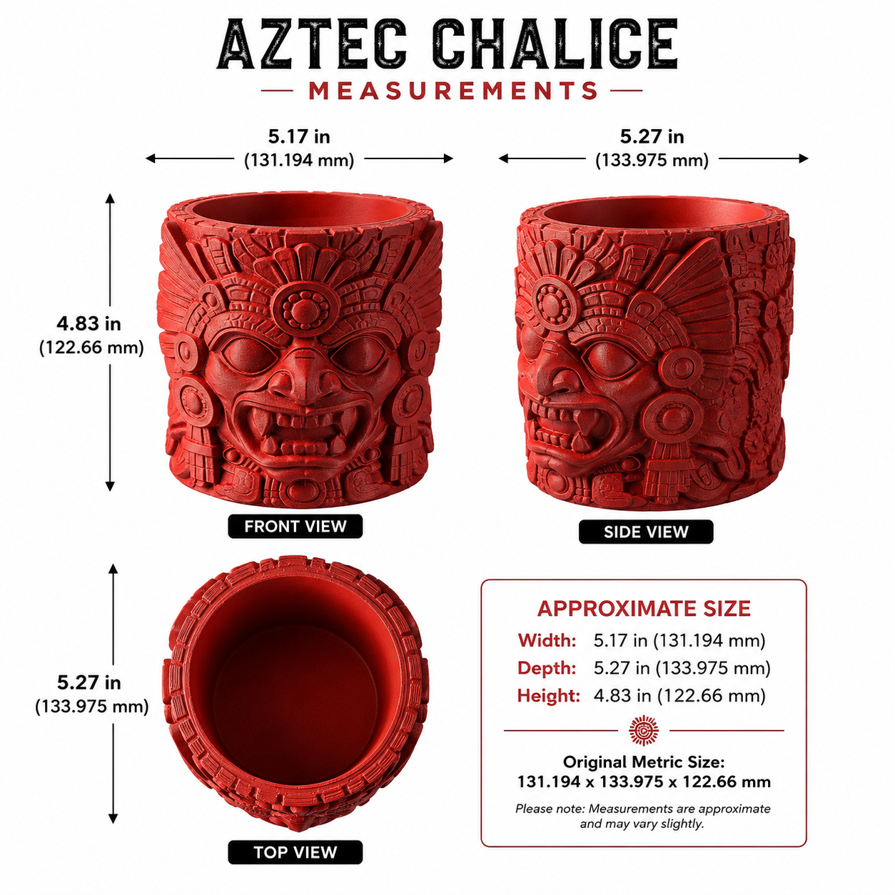Aztec Chalice Vessel: Carved Stone Style