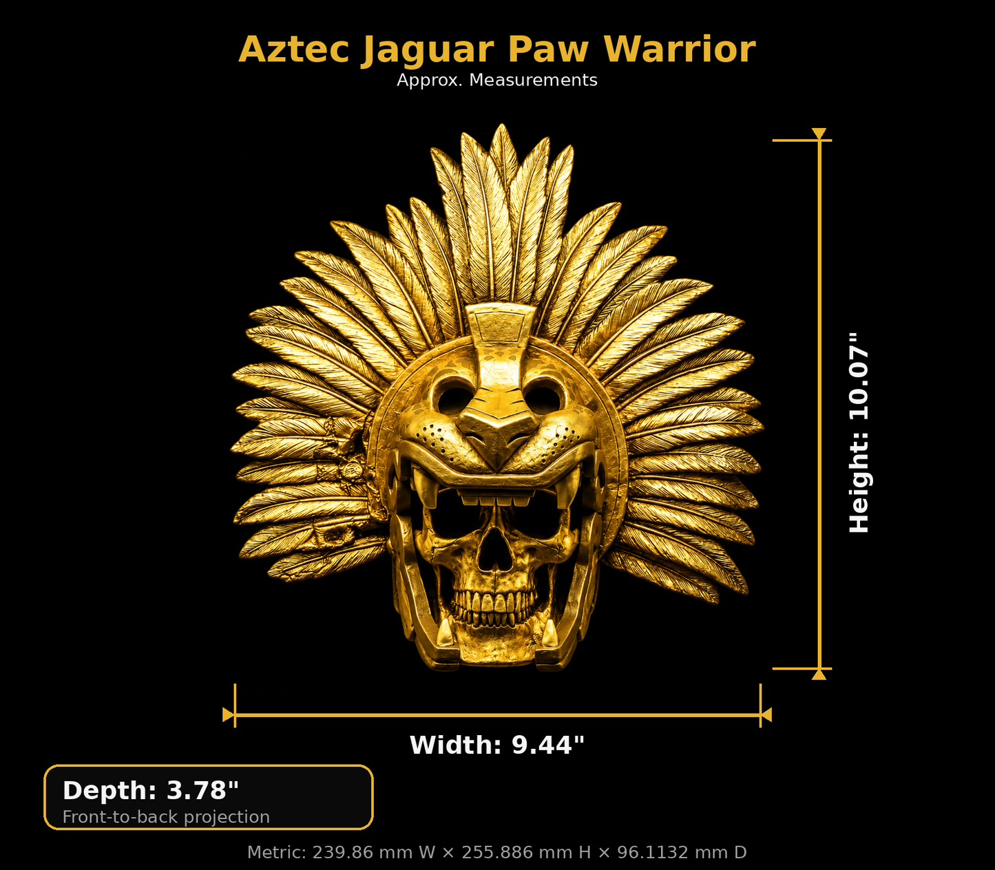 Aztec Jaguar Paw Warrior Helmet Wall Display