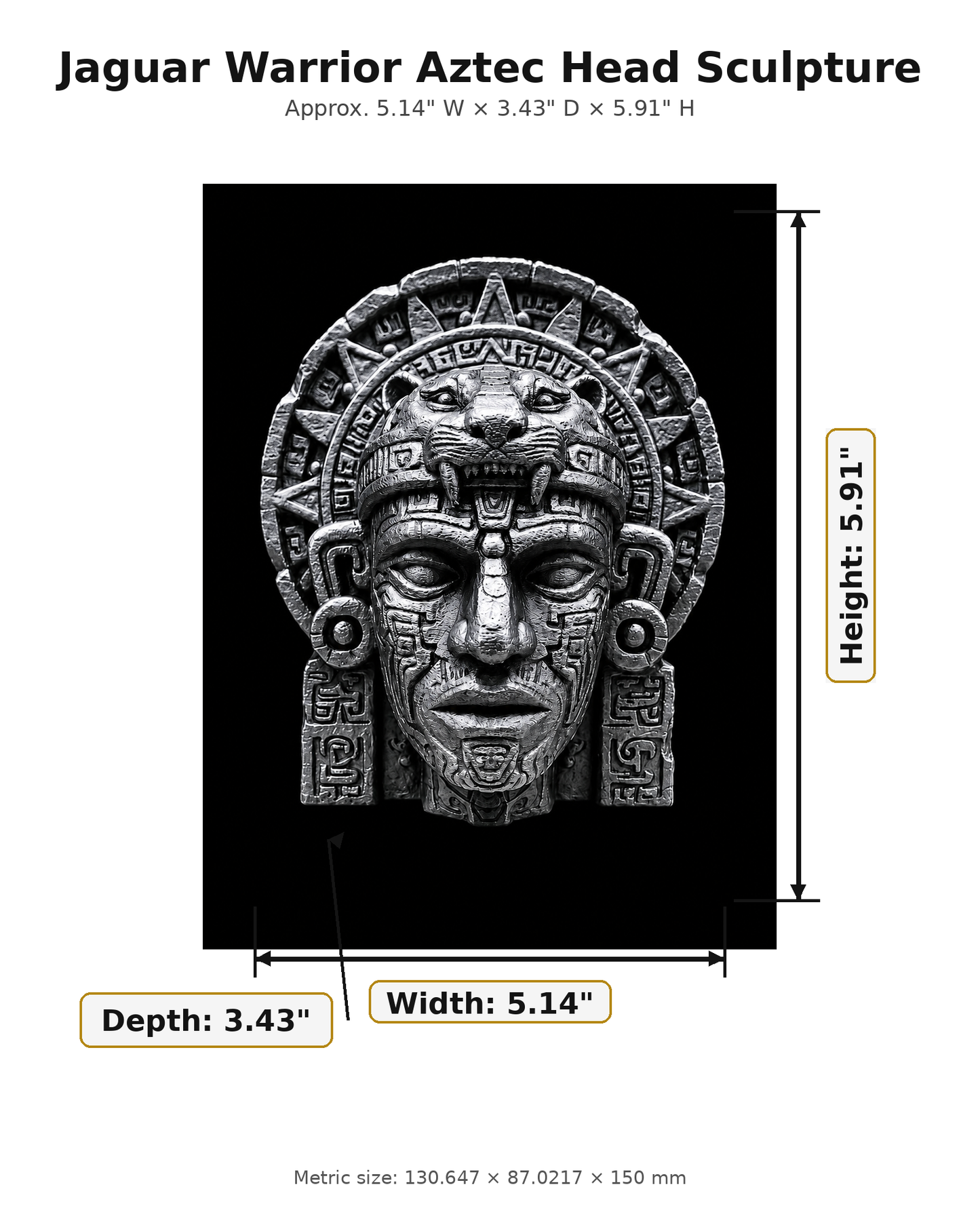 Aztec Jaguar Warrior Sculpture